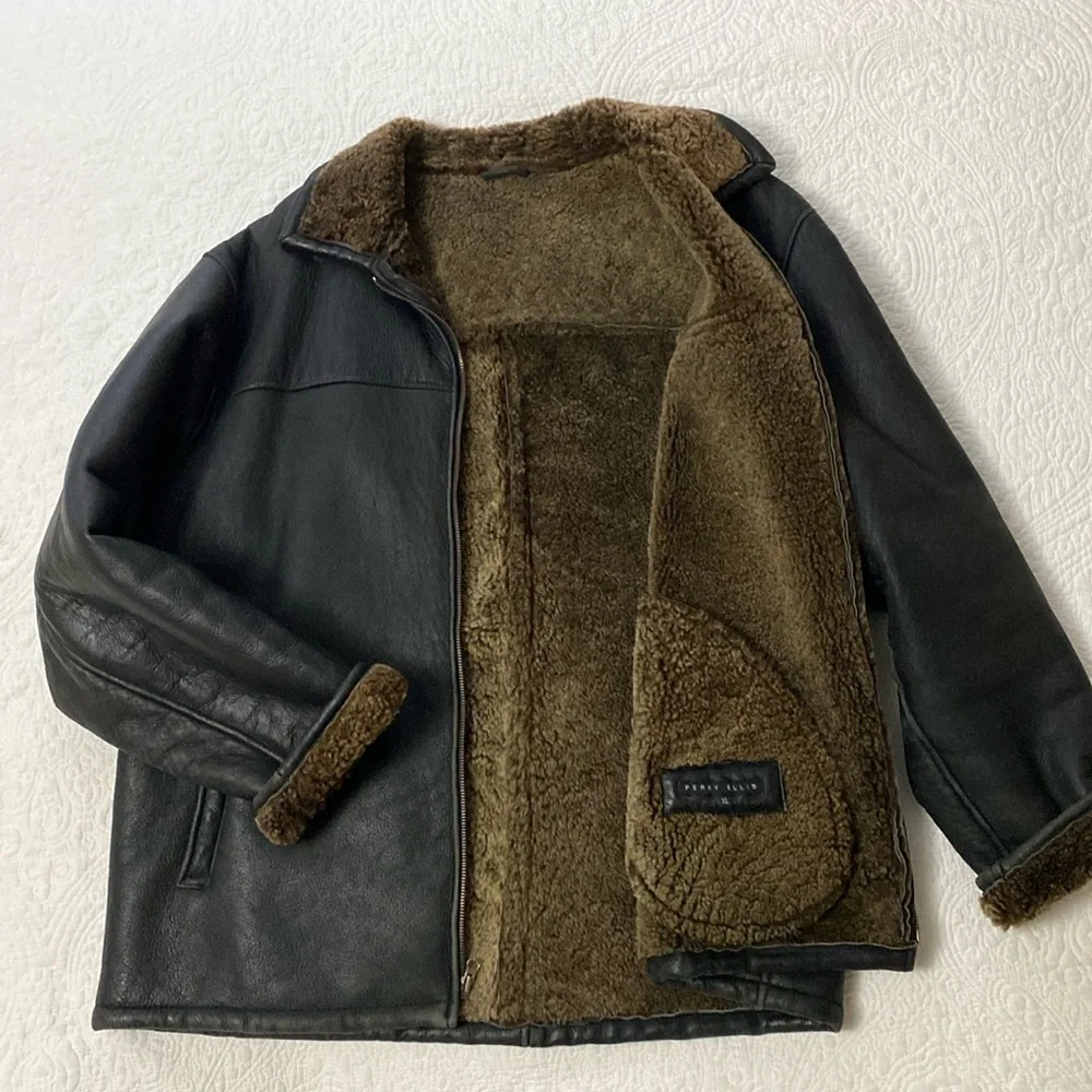 Real Shearling Vintage Aviator Jacket XL - Picture 1 of 15